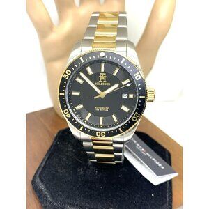 Tommy Hilfiger Men's Watch 1710552 Automatic Black Dial Two Tone Steel 40mm